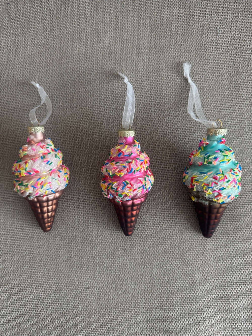Ice Cream Cone Christmas Ornaments